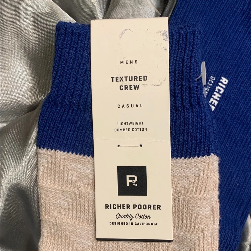 🌹Richer Poorer • New Men' Blue and Cream Double Knit Casual Socks! Cool Daddy!!